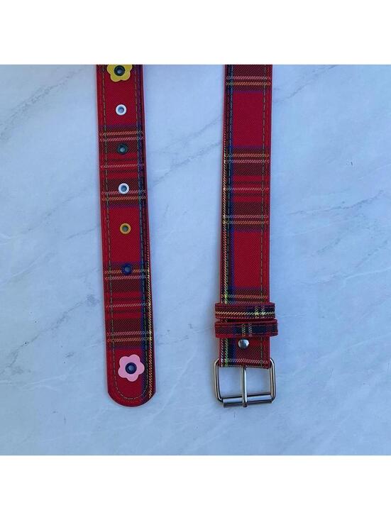 Accessories - Colorful Plaid and Flower belt. Y2k style. 40 inches length